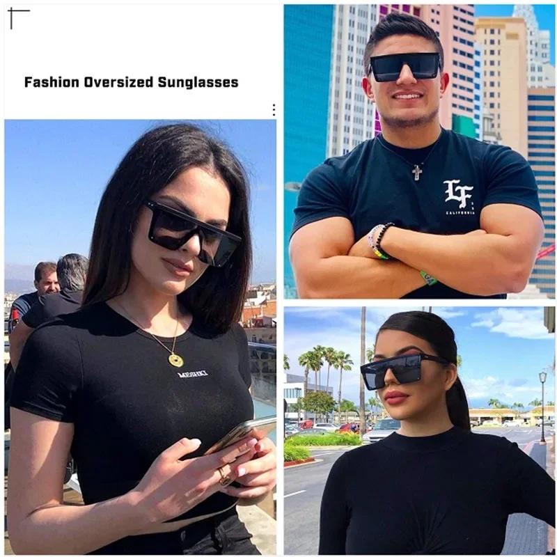 Oversized Square Sunglasses For Women Men Fashion Siamese Lens Style Flat Top Shield Shades