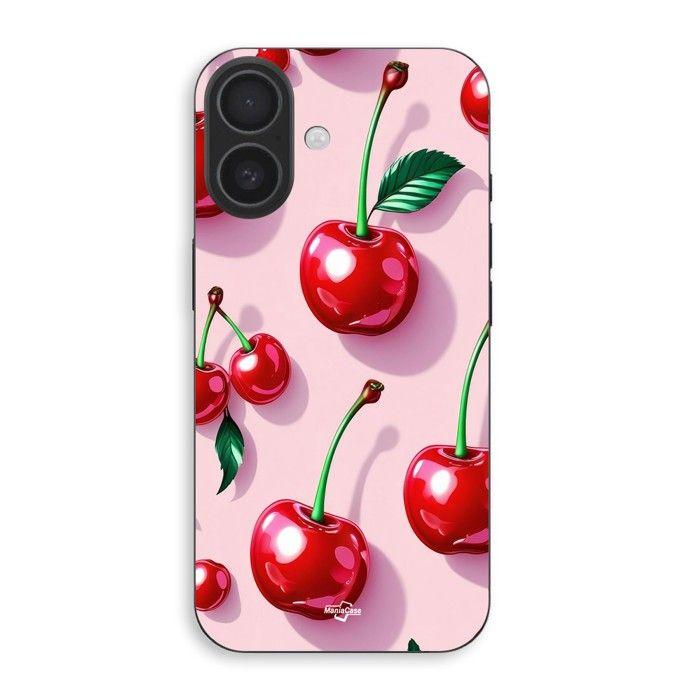 Coque de téléphone - MANIACASE - Iphone 16 - Silicone - Cerise rouge - Souple