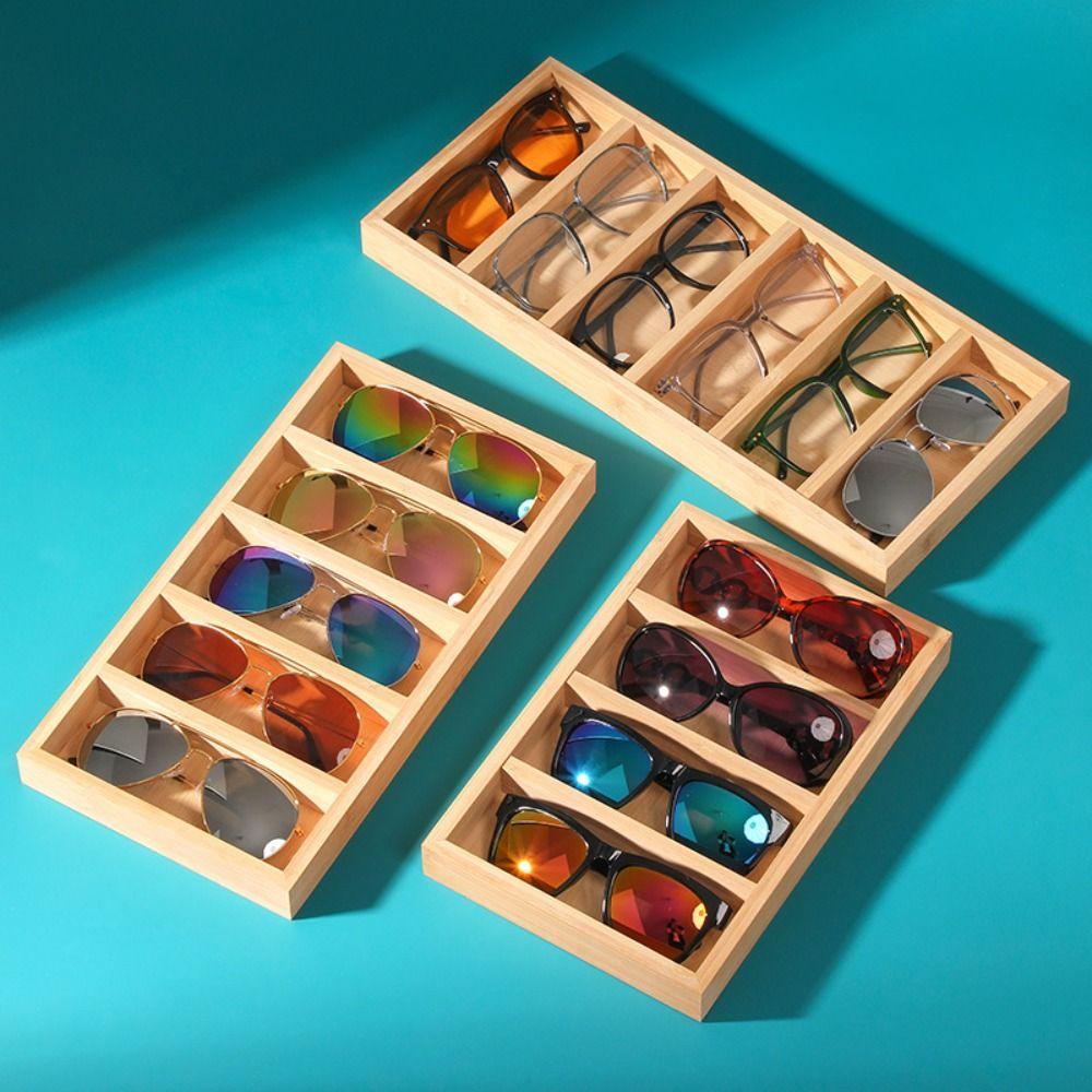4/5/6 Slot Sunglasses Box Glasswear Box Jewelry Display Box Foldable Wooden Glasses Case Hanging