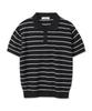 POLYGRAM Textured Striped Collared Short Sleeve Knit - 3 Colors