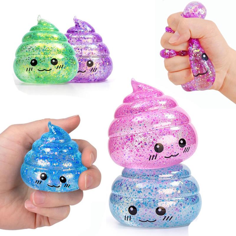 1/6Pcs Sparkling Poop Maltose Fidget Toys Slow Rebound Squeeze Stress Relief Pinch Toys Poo Funny Sensory Toy For Kids Gifts