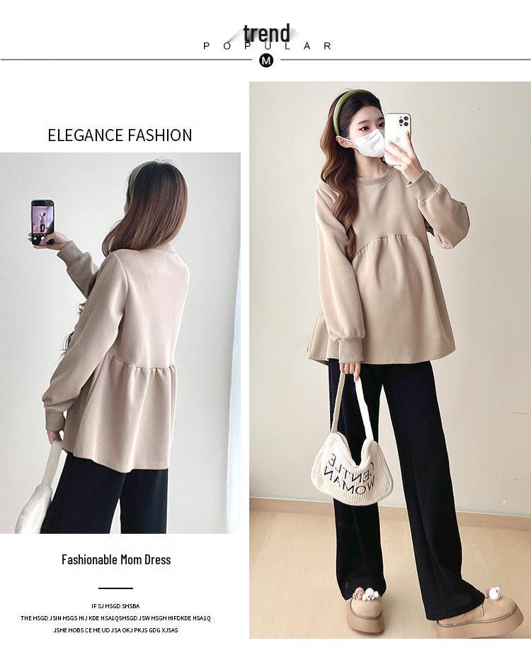 New Versatile Maternity Sweatshirt - Loose Casual Long Sleeve, Age-Reducing Autumn/Winter Women's Top