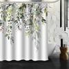 Акварельные листья на верхнем растении с цветочным декором для ванной комнаты, шторка для душа 180x180 см с крючками