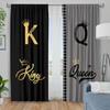2 шт. Стильные шторы с узором из букв King Queen и корон, Разработаны для блокировки света, Премиальный материал, Подходят для спальни, Ли