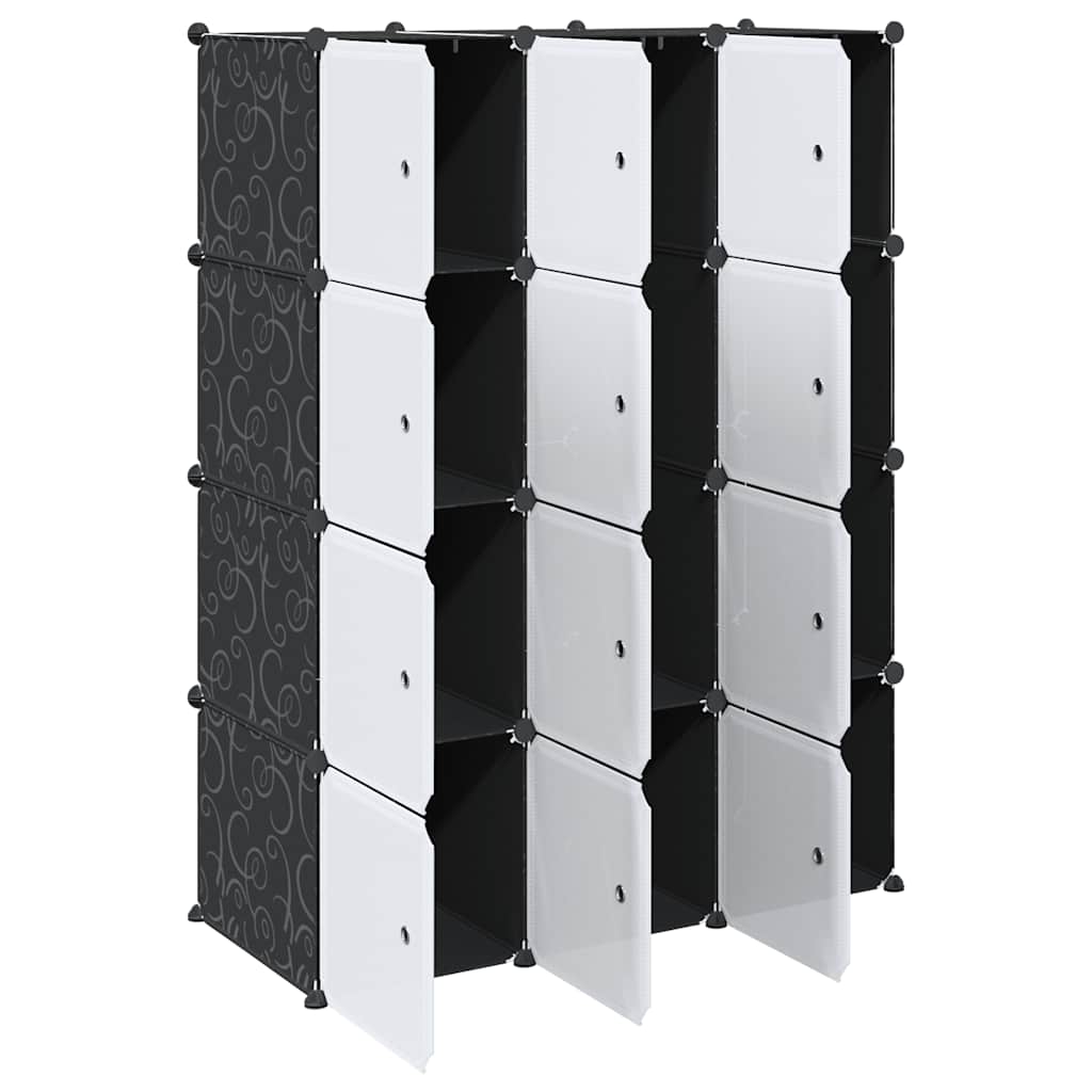 Cube Shelving System with 12 Cubes and Hanging Rods PP
