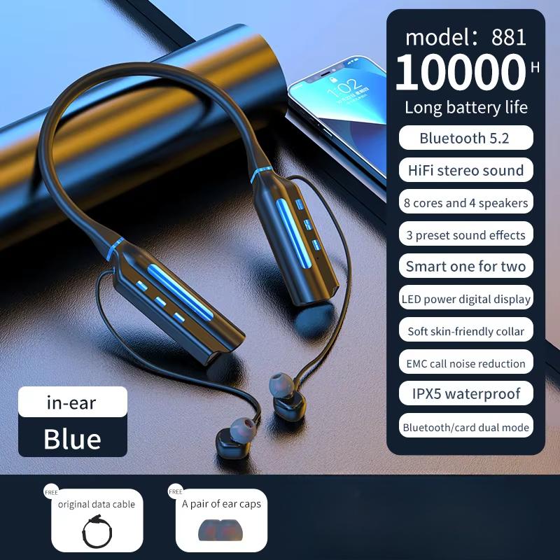 10000mAh 10000Hours Playback Wireless Bluetooth Earphones Magnetic Sports Running Headset Neckband Sport Earbuds Noise Reduction