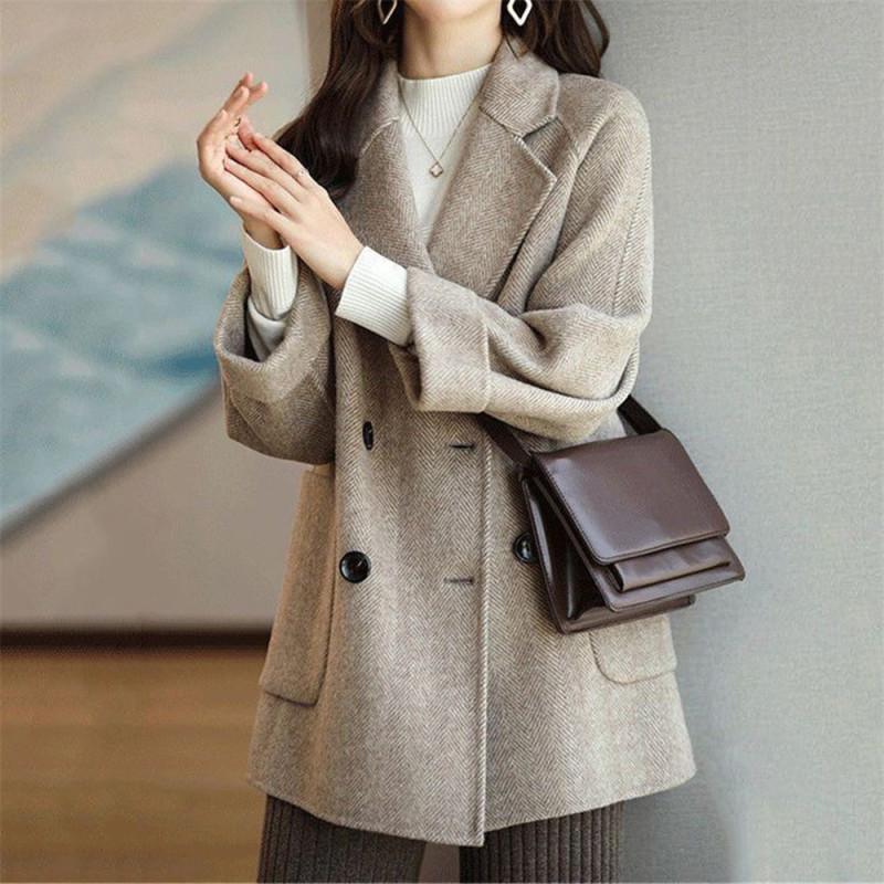 Tooxika осень и зима новый однотонный пиджак с воротником в елочку шерстяное пальто для женщин