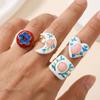 Round Heart Zinc Zinc Alloy Flower Open Ring Crescent Shape Adjustable Ring  Party Accessories