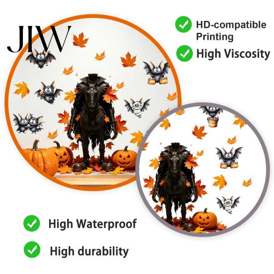 Spooky Ghost And Pumpkin Wall Stickers 2PCS Halloween Stickers, Cartoon Pattern Decals, Indoor Horror Theme Party Supplies Waterproof