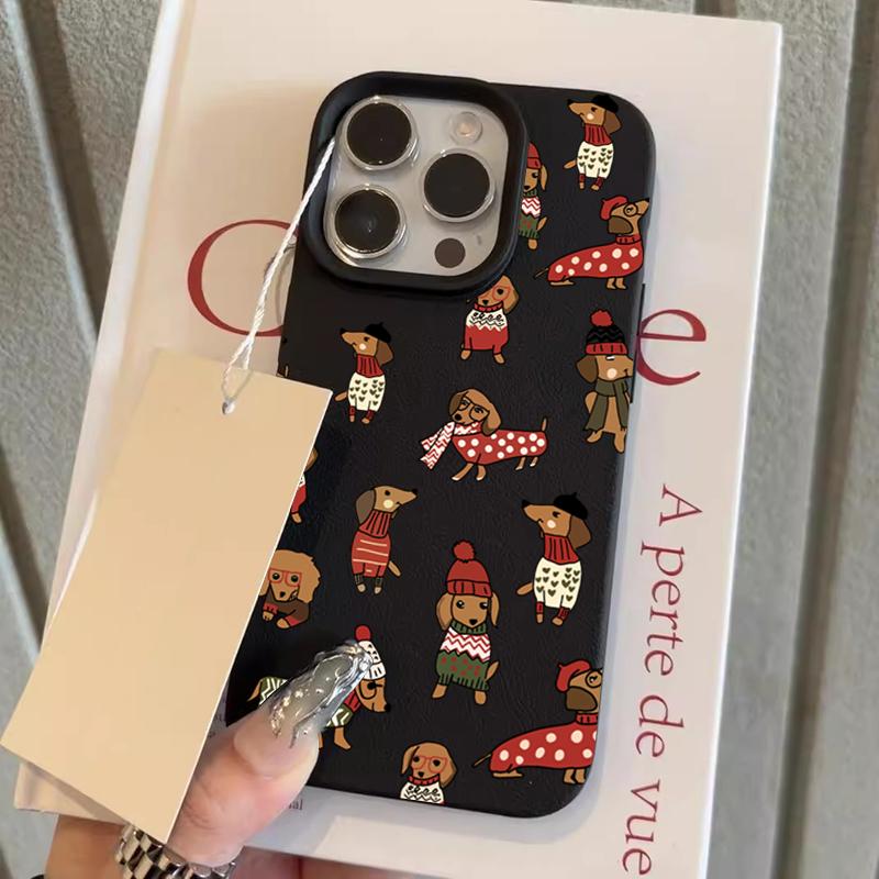 Свитер с осенней тематикой Такса Мягкий чехол для телефона для iPhone 17 16 Pro 15 14 Plus 13 12 11 Pro Max X XR XS 16E Защитная крышка