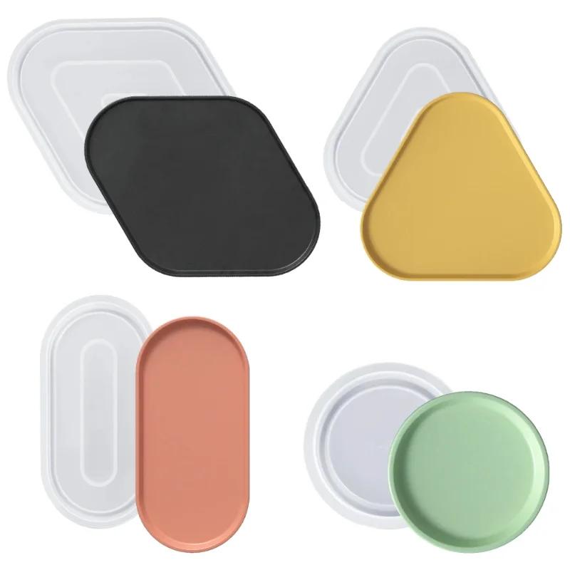 Top Quality Geometric Plaster Tray Silicone Mold Large Size Concrete Storage Dish Triangle Coaster Resin Molds Home Decoration