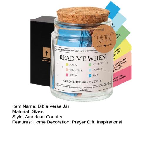 Bible Verse Glass Jar Mindfulness Gratitude Inspirational Bible Quotes Scrip Container Decoration Ornament Emotional Support Prayer Gift