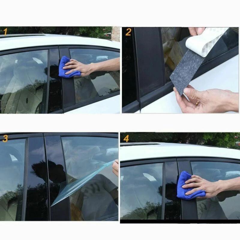 Carbon Fiber Black Car Window Door Column BC Pillar Post Cover Trim Fit For KIA KX5 2016-2022 Mirror Effect PC