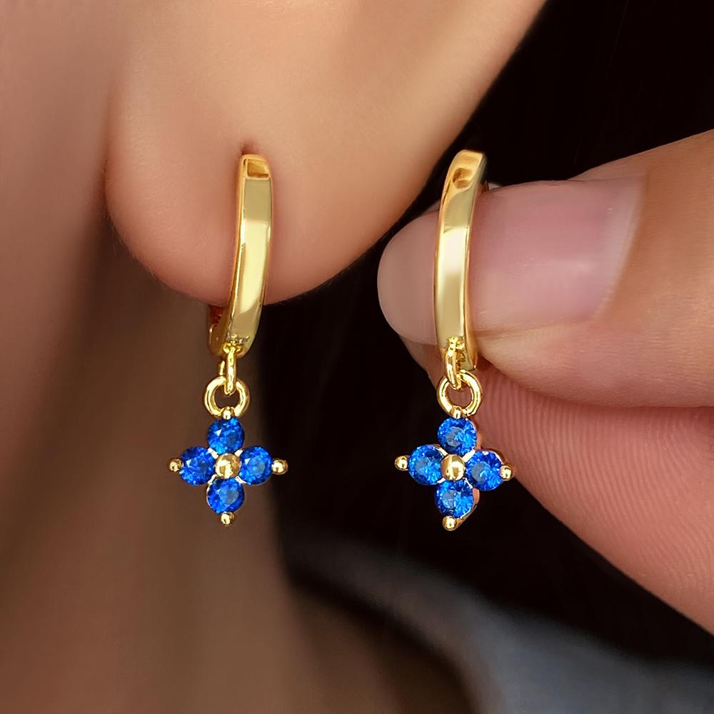 Classic Jewelry Minimalist Female Sterling Silver Jewelry Flower Charm Hoop Earrings S925 Earrings for Women