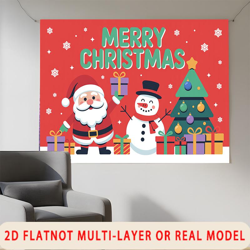 Party Backdrop Christmas Flat Merry Festive Multi Layered Celebrations Celebration Photo Booth Front Door Decor