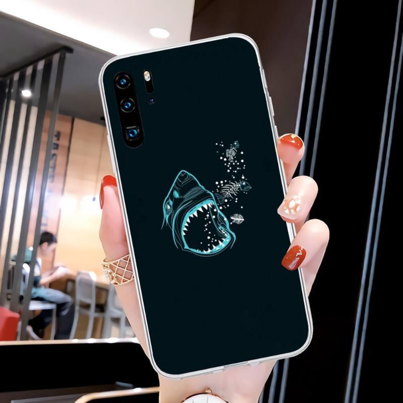 Прохладный чехол для телефона «Страшная акула» для Huawei P50 P40 P30 Pro Mate 40 30 Pro Nova 8 8i Y7P Honor, прозрачный чехол для телефона