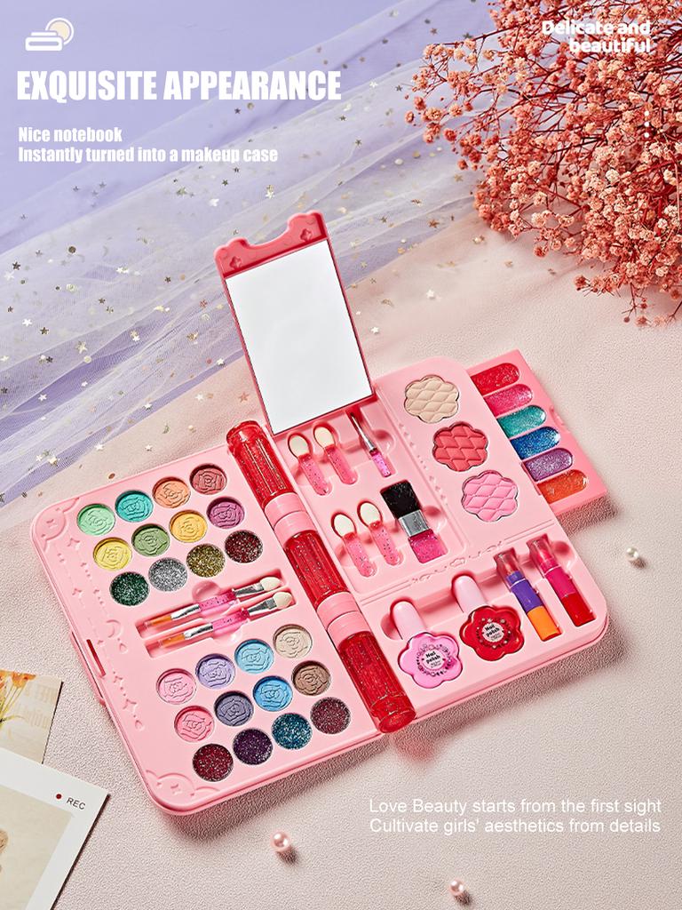 Kids Makeup Kit For Girl, Washable Play Make Up Toys Set With Mirror, Beauty Dress Up Set Toys For Age 3 4 5 6 7 8 9 10 11 12 Ye