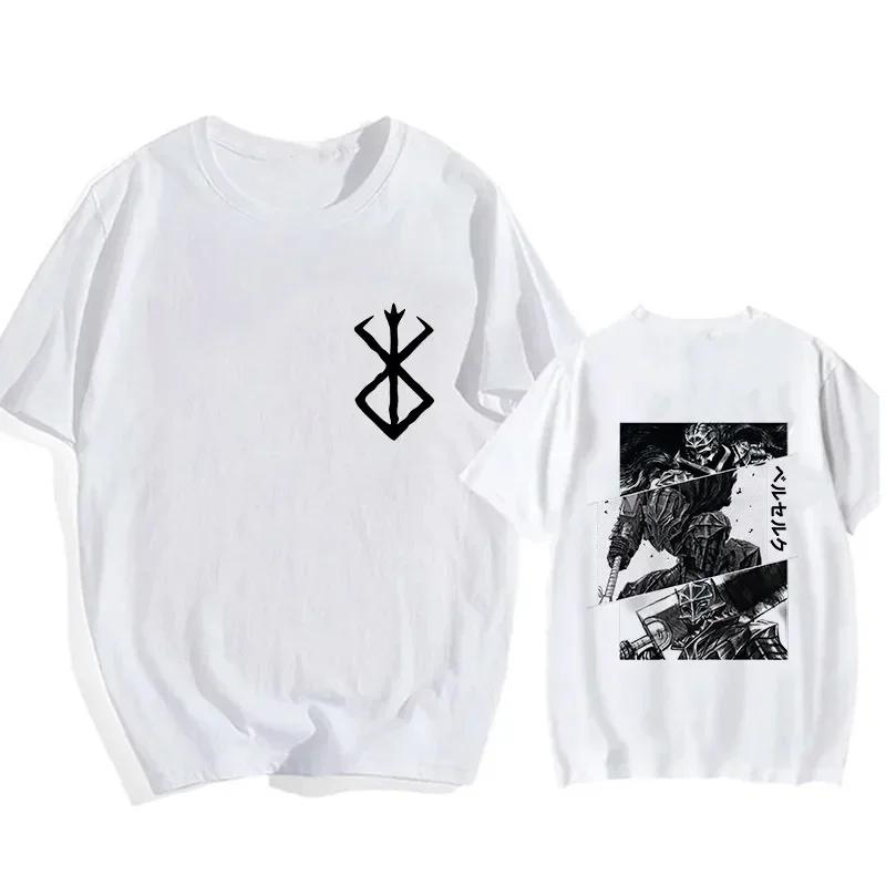 Футболка больших размеров с японским аниме Harajuku Berserk Guts Eyes Print Funny, графическая футболка, уличная футболка Manga, топ, футболки в стиле хип-хоп