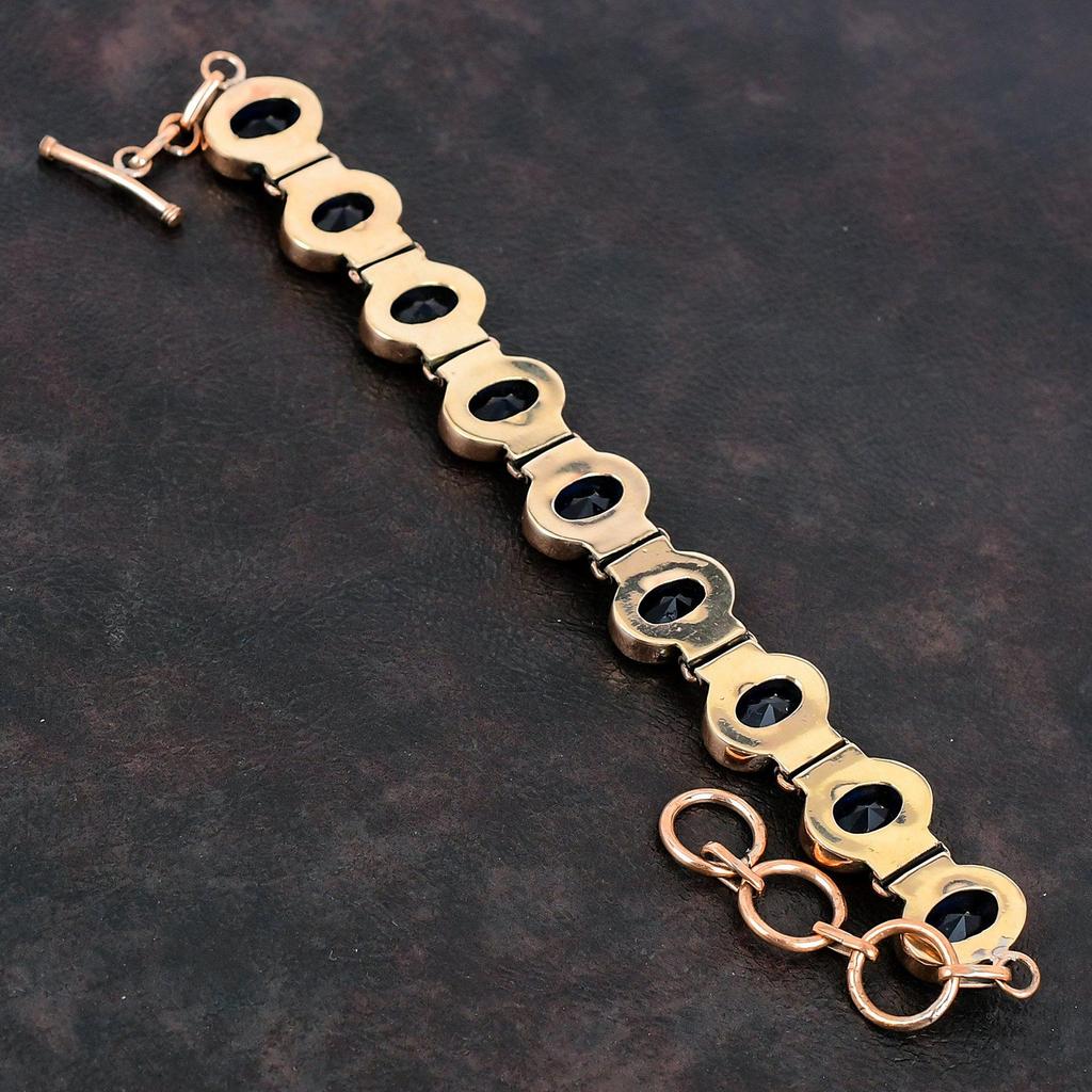 Граненый браслет из танзанитового кварца, медный браслет с регулируемой цепочкой, изящные украшения, браслет ручной работы, драгоценный камень, медные украшения, подарки на помолвку