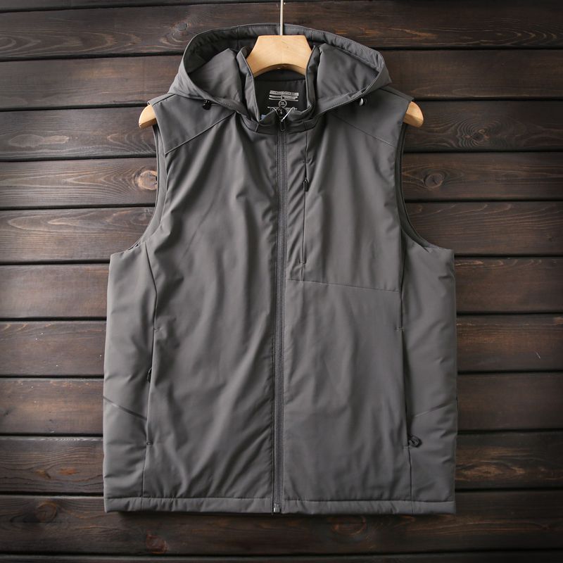 Light! Detachable Hood! European and American Orders Autumn and Winter Men's Plus size Warm Vest Cotton-Padded Clothes Vest Outerwear Thin