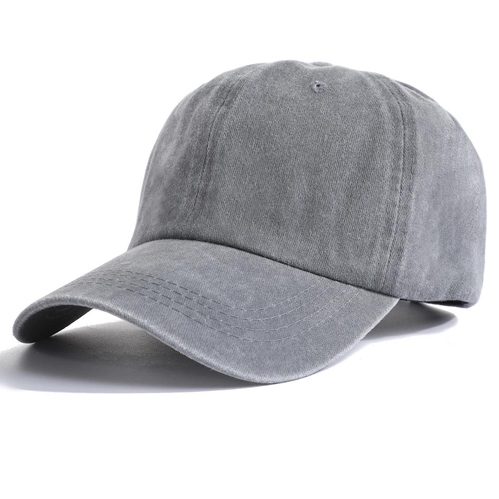American soft-top baseball cap women's old washed peaked cap solid color sports sun hat men's light board curved brim hat