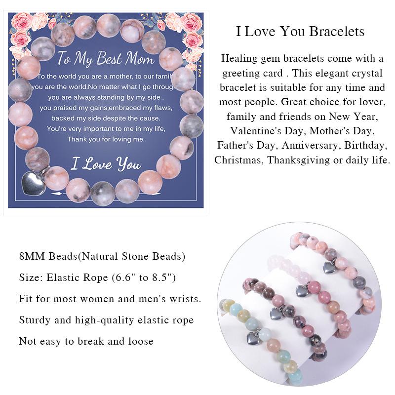 JYL TS Bracelet Mother's Day Heart Pendant Beaded Honors Love & Fertility