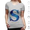 Lettre S Marble Blue T Shirt Big Size 100% Cotton S Funny Cute Meme Trendy Quote Trending Pink Flowers Aesthetic College Quotes