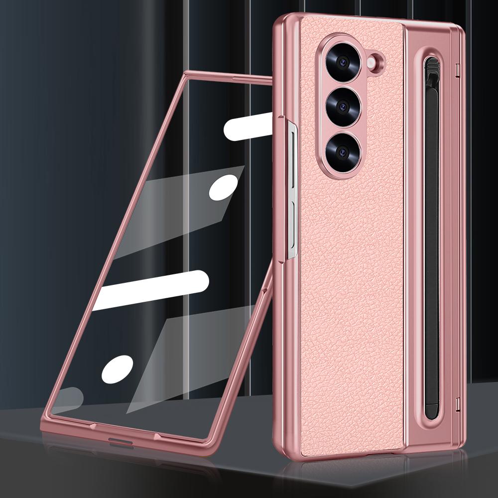 Гальванизированный Чехол-Петля для Телефона Samsung Galaxy Z Fold 6 5 4 5G Fold6 Стекло Экрана Стилус Всесторонний Держатель для Стилуса Чехол