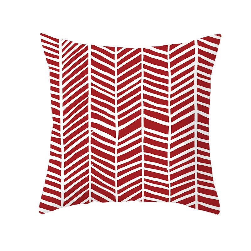 Red Geometric Cushion Cover 45X45 Pillowcase Decor Sofa  Polyester  Home