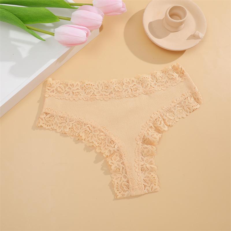 FINETOO Хлопковые бесшовные кружевные трусики для женщин, сексуальные трусики, удобное нижнее белье, женские стринги с цветочным принтом