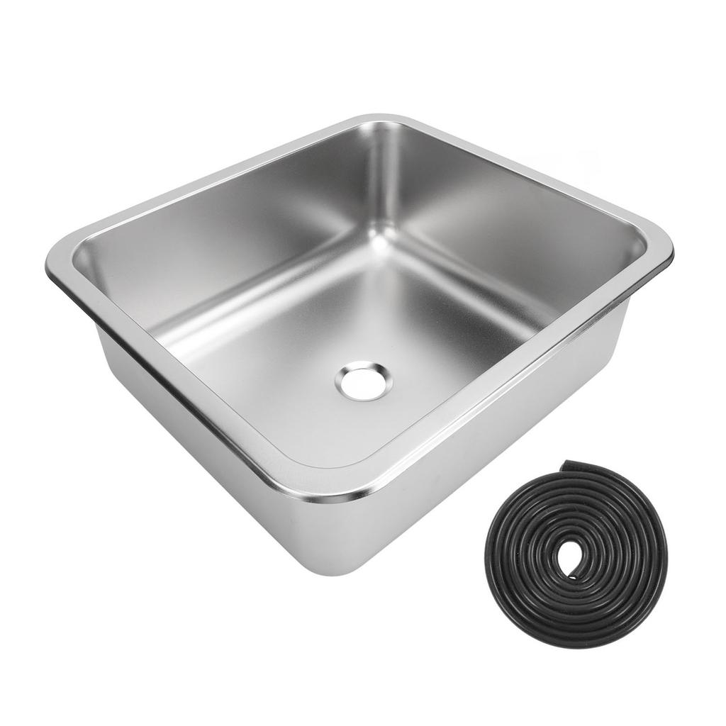 RV Sink 304 Stainless Steel Versatile Large Capacity Rectangular Kitchen Wash Sink for Caravan Motorhome Boat Camper