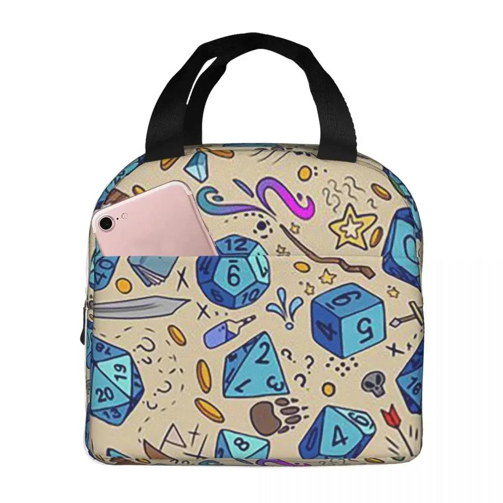 Roll Initiative Dungeon And Dragon Insulated Lunch Bag for Women Kids Portable Food Boxes Thermal Lunch Box Tote