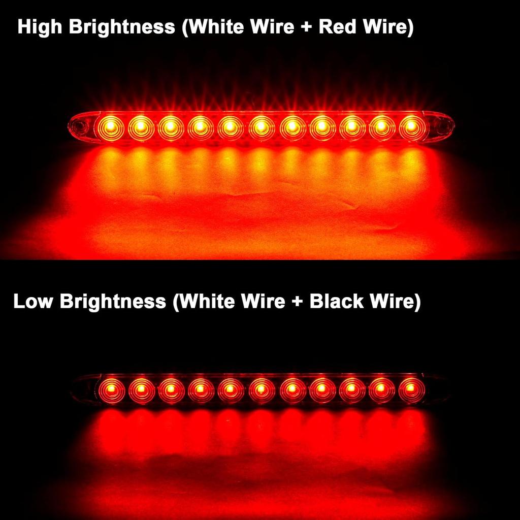 15.5" Red LED Trailer Light Bar Clear Lens Stop Turn Tail Lights Red Park Third 3Rd Brake Light Truck Trailer Marker Identification Light Bar IP67