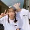 2023 Trendy Unisex Cotton T-Shirt with Heart Design - Short Sleeve, Loose Fit, Stylish Couples' Wear