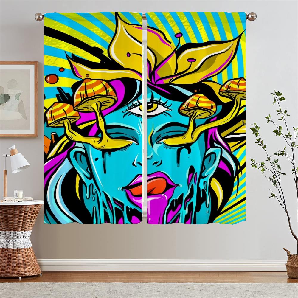 Abstract Mushroom Pattern Christmas Curtains for Living Room Ready Curtains Cheap Things With Free Shipping for Home Blind Curls