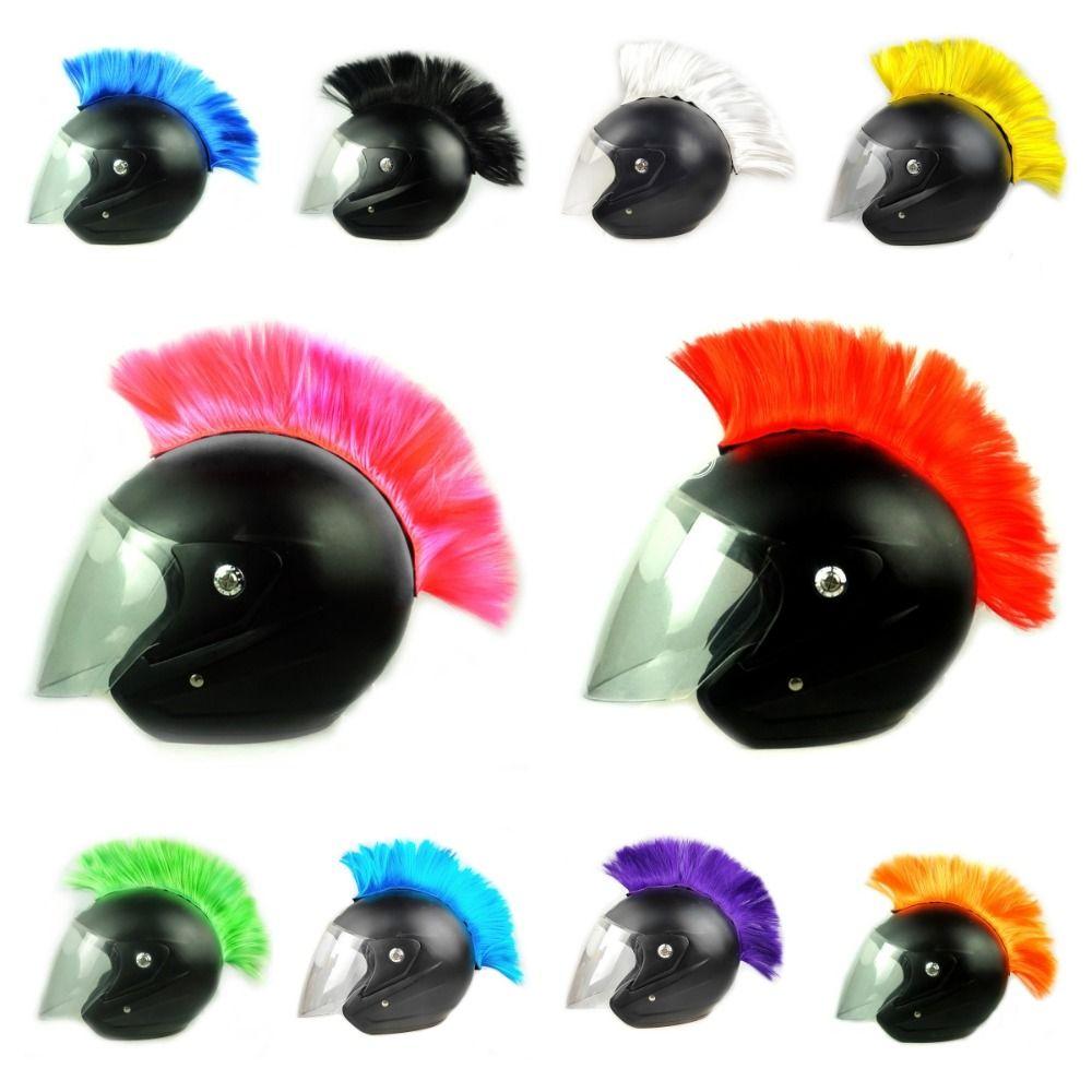 Punk Mohawk Helmet Wig Sticker Paste Helmet Decoration Hair DIY Cockscomb Helmet Wig Motocross