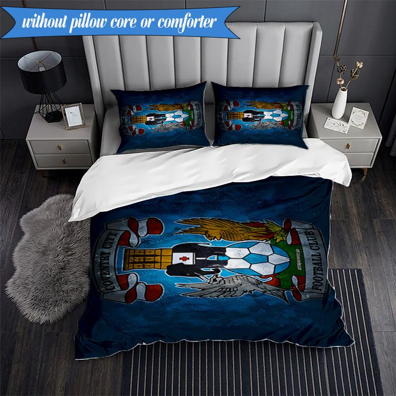 3PCS Coventry City F.C Printed Soft Bedding Set,Including 1pc Duvet Cover And 2pcs Pillowcases Perfect for Bedroom, Dormitory, Fan gift