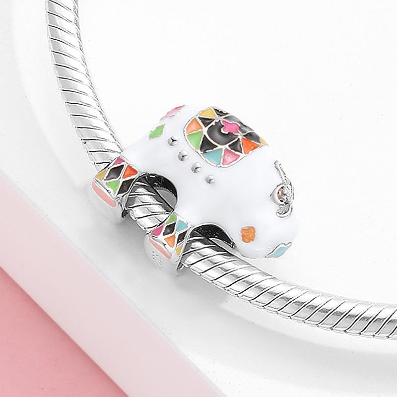Бусины из стерлингового серебра S925, оригинальные индивидуальные милые животные, браслет, аксессуары для самостоятельного изготовления, бусины из серебряной эмали, свободные бусины