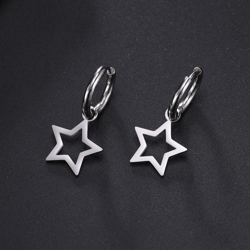 1 пара креативных сережек-звездочек серебряного цвета, серьги-пентаграммы для женщин, ювелирные изделия, подарки, милые мини-серьги с полыми подвесками