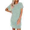 New Women's Colorblock Twist Strap Short Sleeve Pocket Casual Dress, Summer European American Style Crossbody Dress