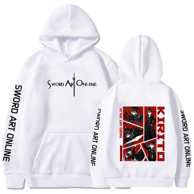 Sword Art Online Японская Анимация Мужская Толстовка Винтажный Унисекс Пуловер Винтажный Графический Худи Топы Одежда Оверсайз