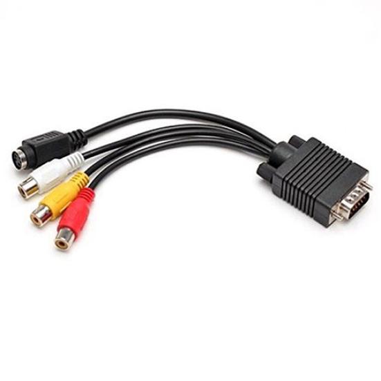 Universal VGA To Video TV Out S-Video AV and 3 RCA Female Converter Cable Adapter
