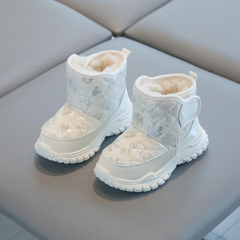 Boys and Girls Winter Padded Warm Cotton Shoes Thick Bottom Non-slip Patent Leather Waterproof Non-slip Snow Boots