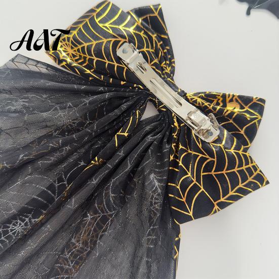 Decorative Bow Hairpins Halloween Silky Satin Hair Bows, Big Ribbon Clips, Oversized Bat Accessories Long Tail Barrettes, Cute for Women Girls