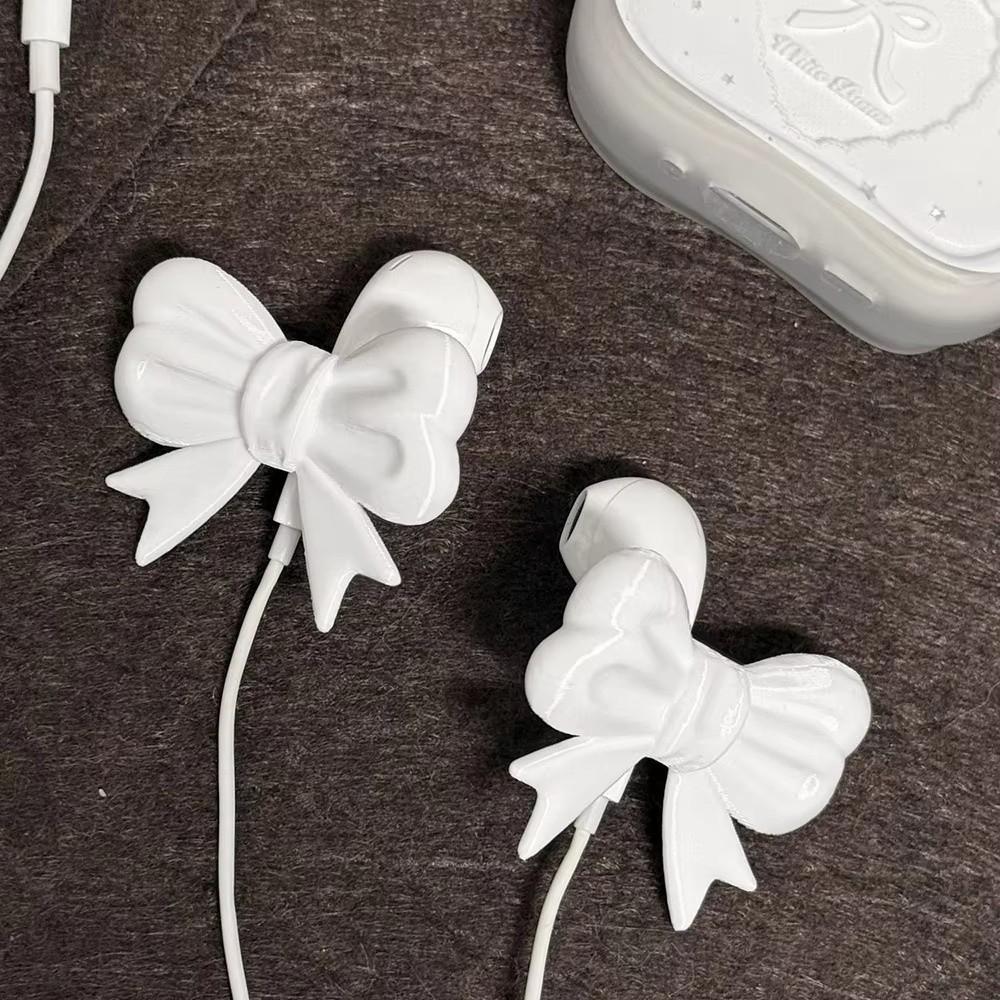 Snap-On Design Bow Headphone Charms Wired Earphones Headphone Decor Clips Gifts Earphone Charms