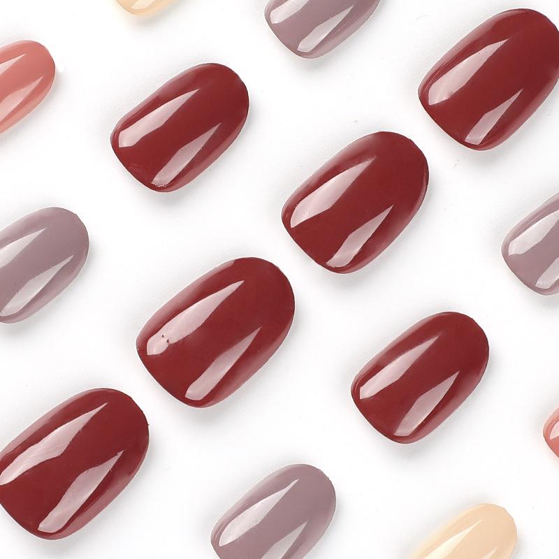 24 шт./компл., простые пятицветные однотонные накладные ногти, наклейки для быстрых ногтей, носимые водонепроницаемый маникюр, готовые ногти