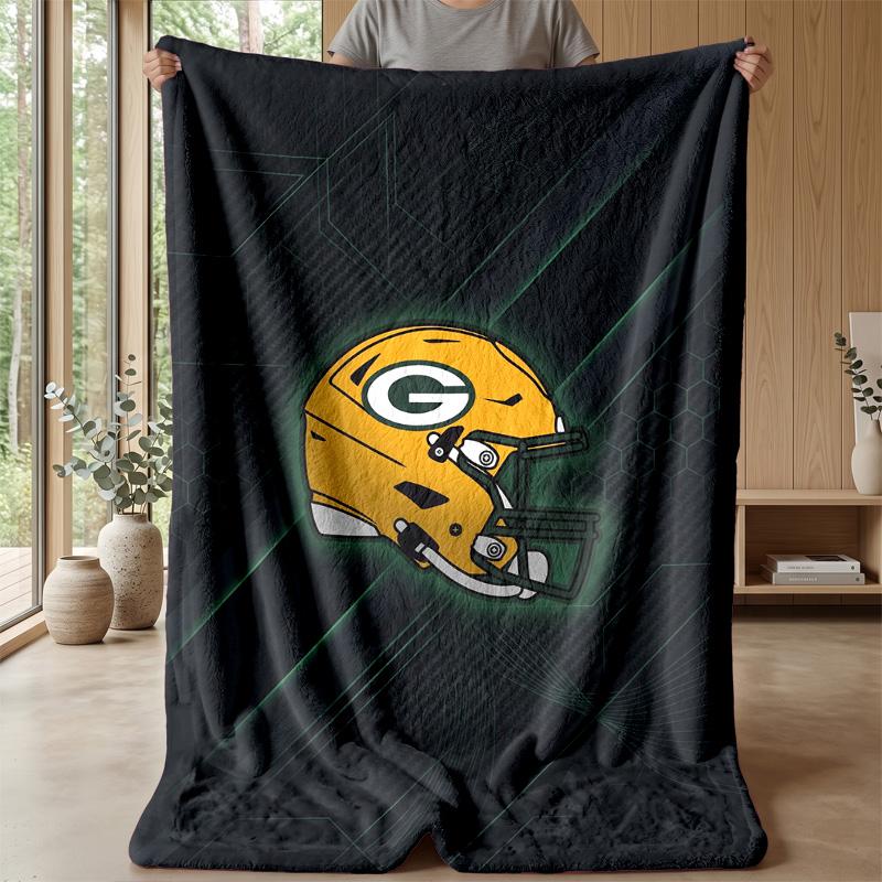 Green Bay Packers Flannel Fleece Blanket Cozy Warm Throw Blanket For Couch Bed Travel All Season Use