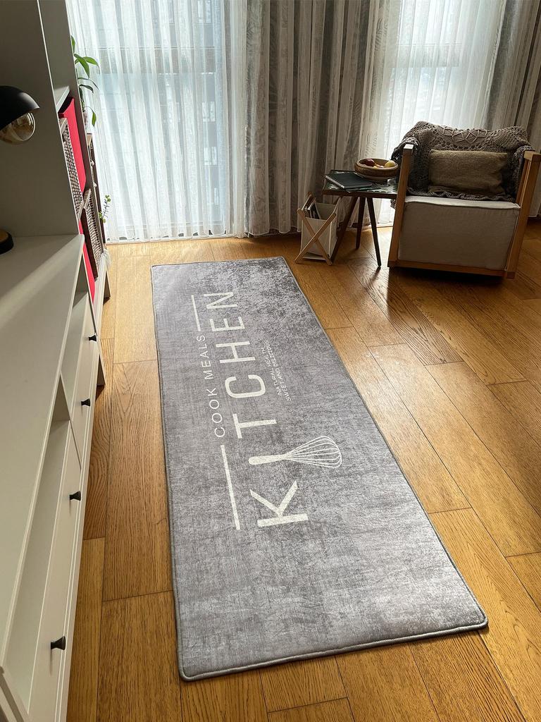 EPeddler Home Modern Kitchen Written Pattern Digital Printing Washable Non-Slip Leather Base New Generation Kitchen, Dining Room Carpet and Runner