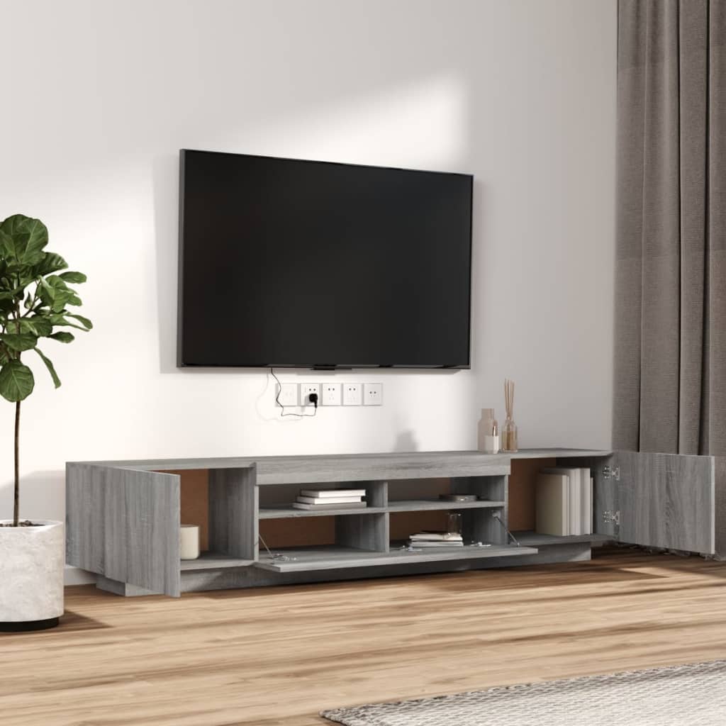 2 Piece TV Cabinet Set with LED Lights Gray Sonoma Particleboard