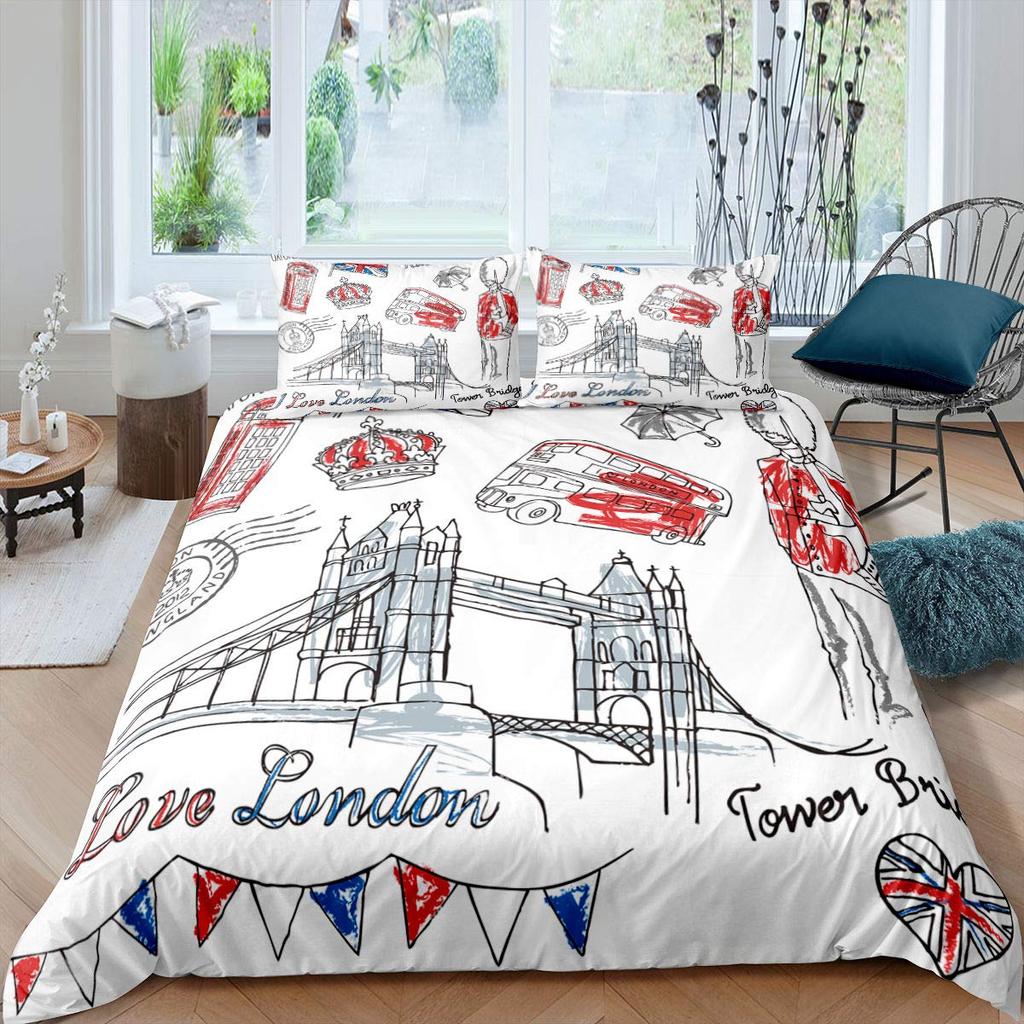 Bridge Landscape Digital Printing Duvet Cover Set For Kids Boys Girls Polyester Bedding Set Double Single Size With Pillowcase